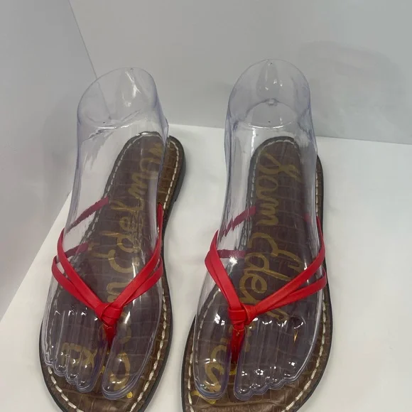 Sam Edelman Gerianne Leather Flip Flops Thongs Size 6 - Red LEATHER Classic Boho - Picture 5 of 11